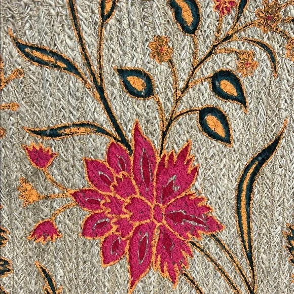 Antik Kraft Tan Floral 🌺 Shoulder Bag | 100% Jute | Magnetic Closure ✨ - Picture 5 of 11